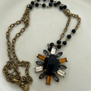 Loft Chunky Black White & Orange Crystal Necklace